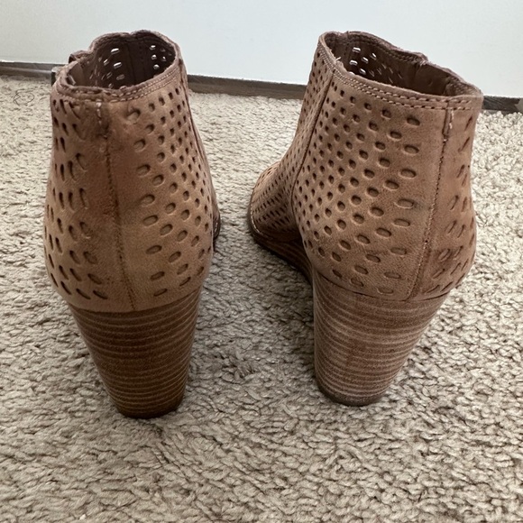 Lucky Brand Tan Wedge Ankle Boots with Peep Toe and Side Zipper - Picture 4 of 8
